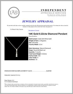 14K Gold 0.22ctw Diamond Pendant