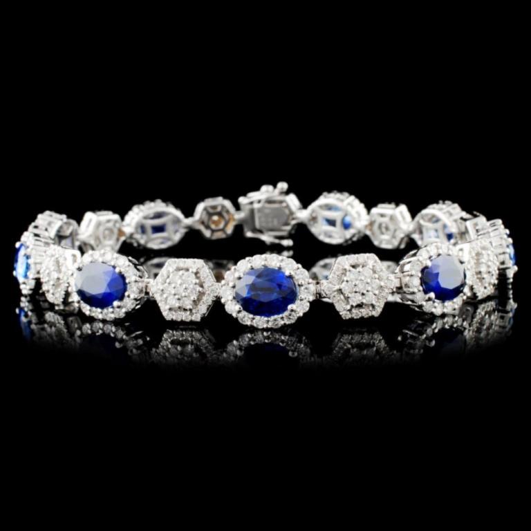 18K Gold 9.13ctw Sapphire & 3.16ctw Diamond Bracel