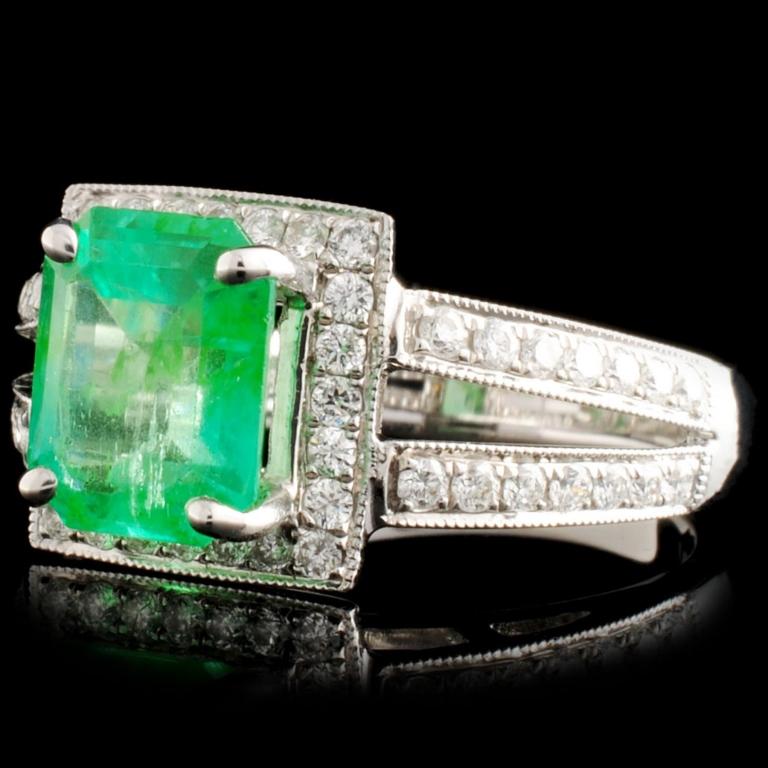 18K Gold 2.17ct Emerald & 0.57ctw Diamond Ring