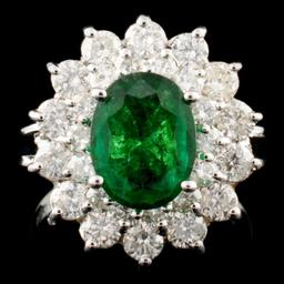 14K Gold 1.60ct Emerald & 1.45ctw Diamond Ring