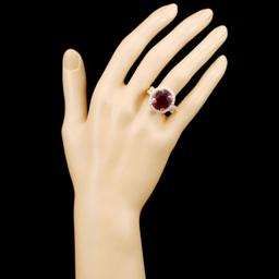 18K Gold 9.73ct Rubellite & 1.39ctw Diamond Ring