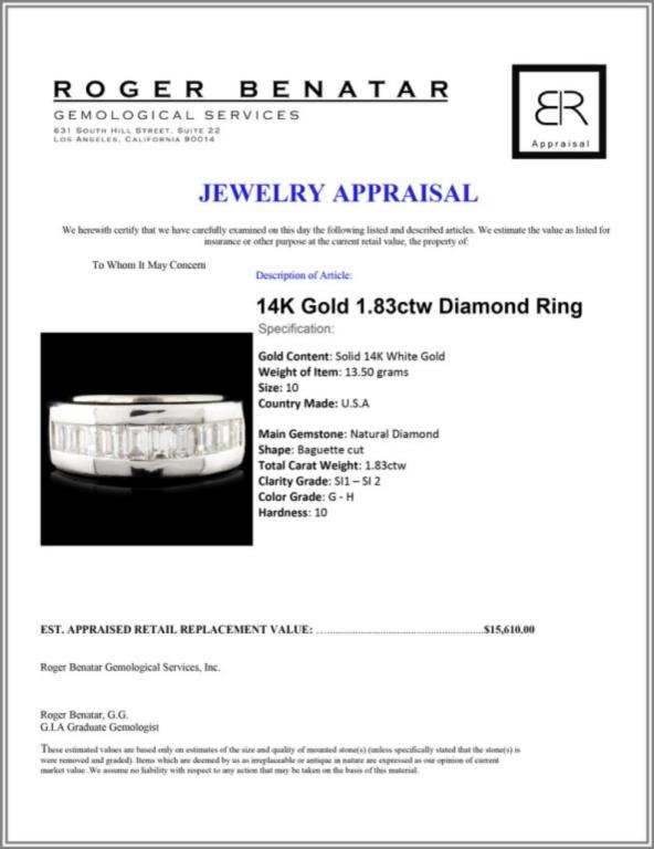 14K Gold 1.83ctw Diamond Ring