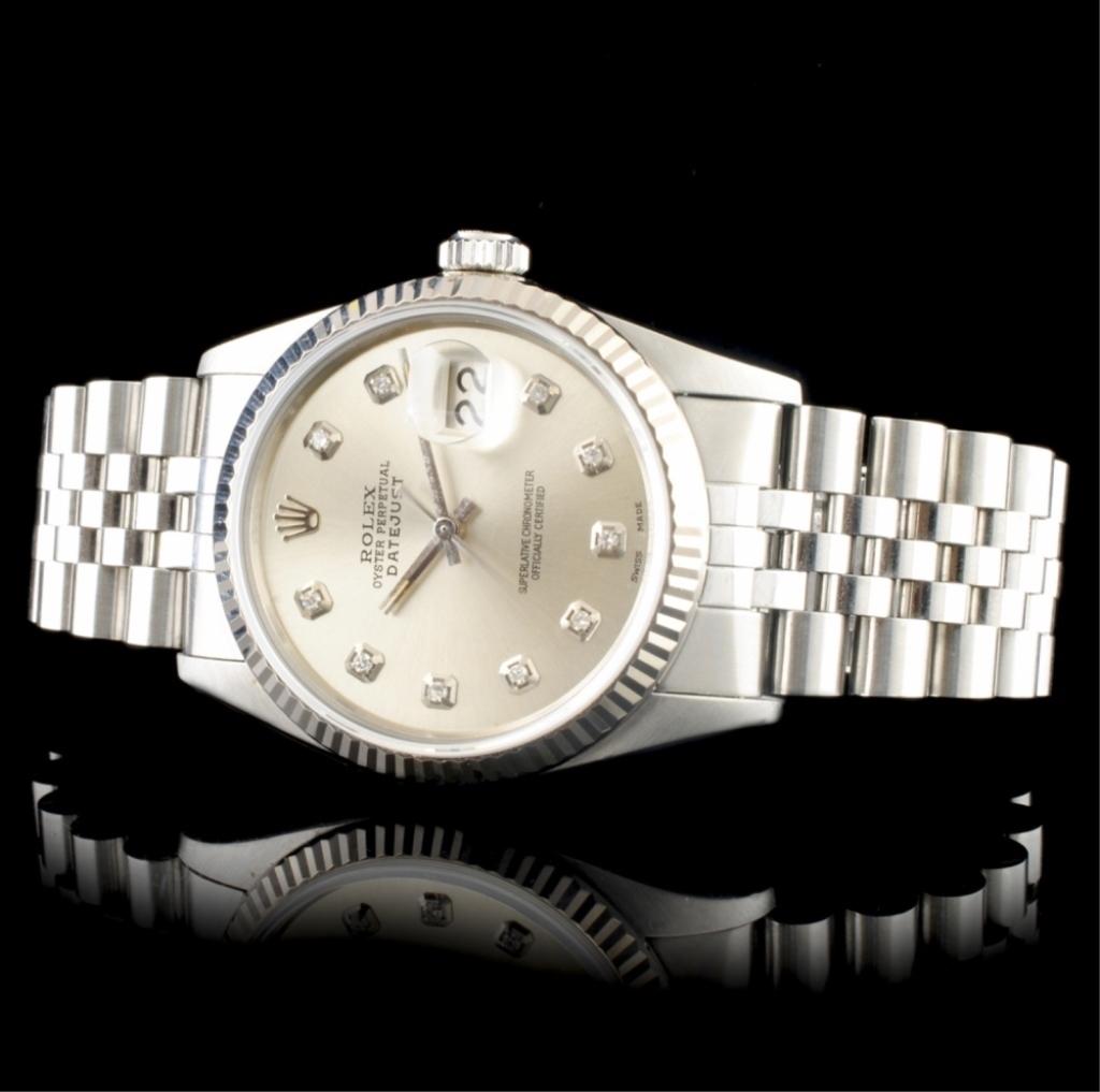 Rolex DateJust SS Diamond 36MM Wristwatch