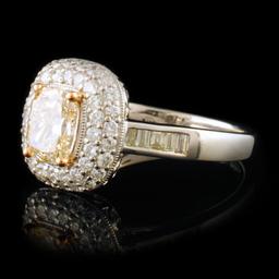 18K White Gold 1.75ctw Fancy Yellow Diamond Ring