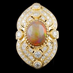 14K Gold 4.01ct Opal & 2.85ctw Diamond Ring