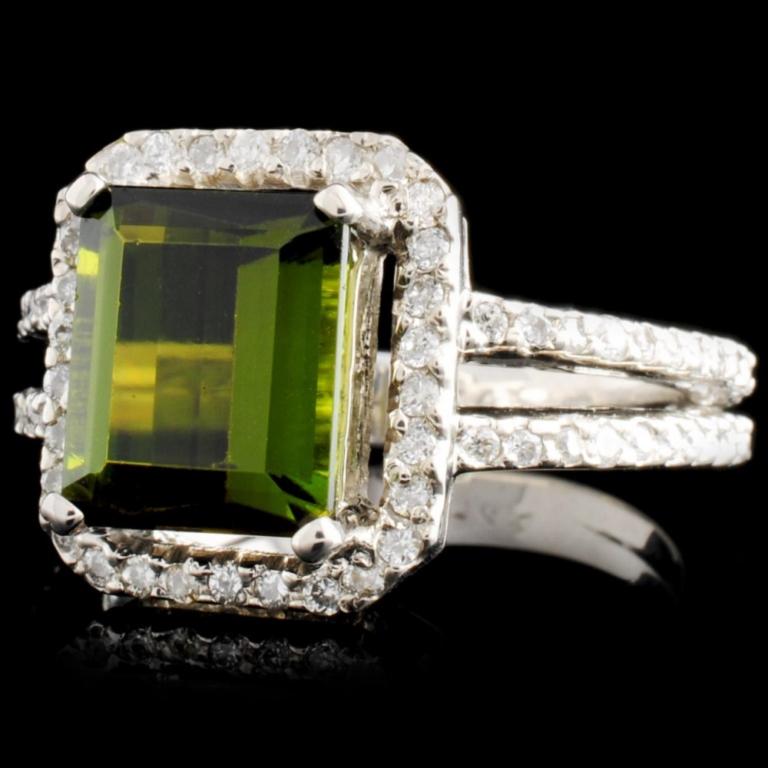 14K Gold 3.41ct Tourmaline & 0.55ctw Diamond Ring