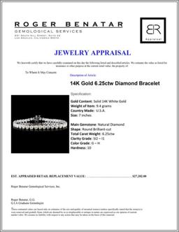 14K Gold 6.25ctw Diamond Bracelet