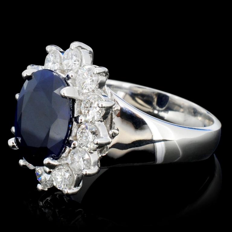 14K Gold 5.00ct Sapphire & 1.25ctw Diamond Ring