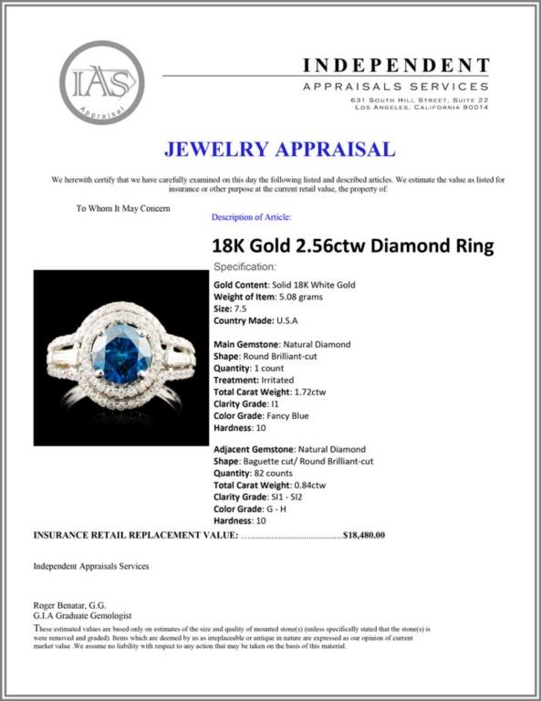 18K Gold 2.56ctw Diamond Ring