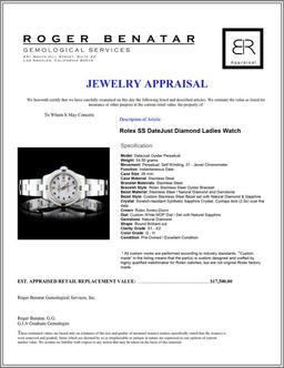 Rolex SS DateJust Diamond Ladies Watch