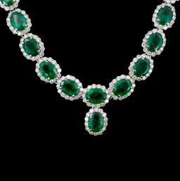 14K Gold 41.47ct Emerald & 10.92ct Diamond Necklac