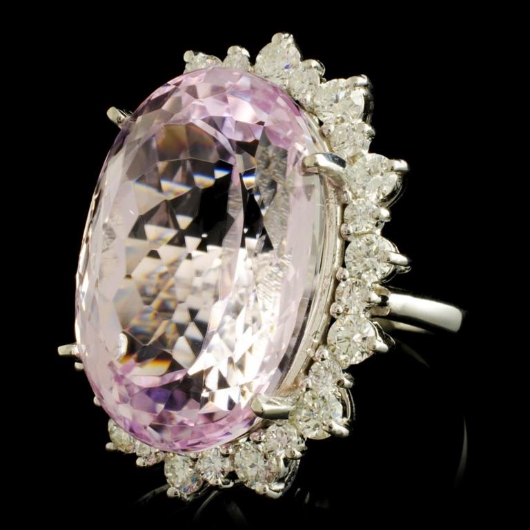 14K Gold 38.50ct Kunzite & 2.50ctw Diamond Ring