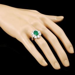 14K Gold 3.00ct Emerald & 1.90ctw Diamond Ring