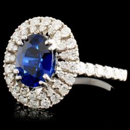 18K Gold 2.19ct Sapphire & 0.86ctw Diamond Ring