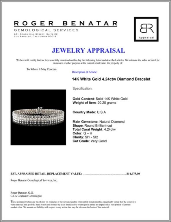 14K Gold 4.24ctw Diamond Bracelet