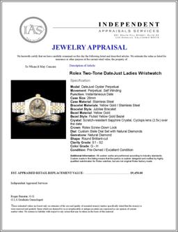 Rolex DateJust Ladies Diamond Wristwatch