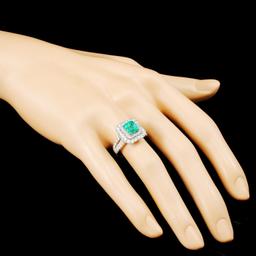 18K Gold 1.15ct Emerald & 1.19ctw Diamond Ring