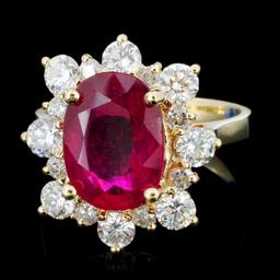 14K Gold 4.00ct Ruby & 1.00ctw Diamond Ring