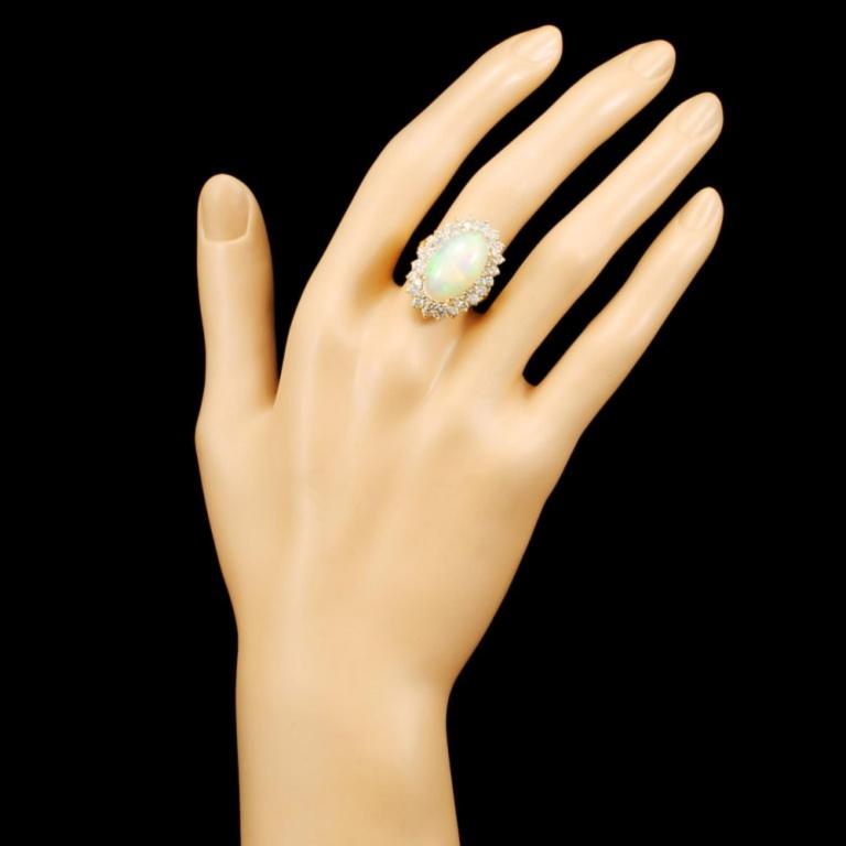 14K Gold 4.53ct Opal & 1.65ctw Diamond Ring