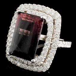 14K Gold 10.74ct Tourmaline & 2.04ctw Diamond Ring