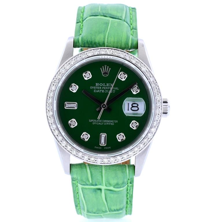 Rolex DateJust Diamond Lizard Green 36MM Watch