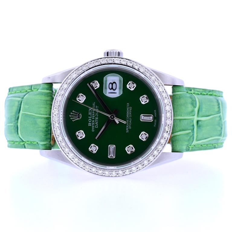 Rolex DateJust Diamond Lizard Green 36MM Watch