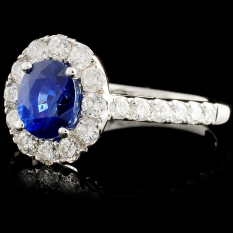 18K Gold 1.29ct Sapphire & 0.79ct Diamond Ring