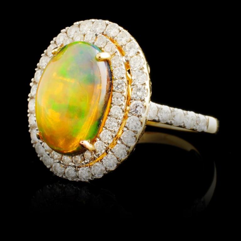 14K Gold 2.60ct Opal & 1.22ctw Diamond Ring
