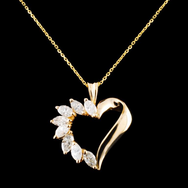 14K Gold 1.15ctw Diamond Pendant