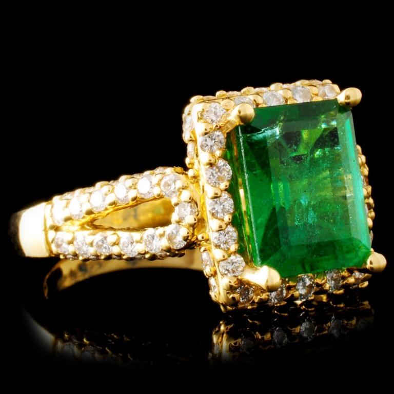 18K Gold 2.47ct Emerald & 1.20ctw Diamond Ring