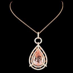 14K Rose Gold 10.37ct Morganite & 1.37ctw Diamond