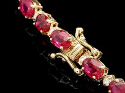 14k Gold 17.00ct Ruby & 0.70ct Diamond Bracelet