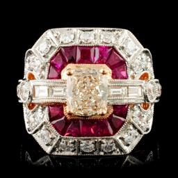 18K Gold 1.14ct Ruby & 2.05ctw Diamond Ring