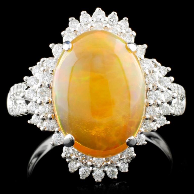 18K Gold 2.75ct Opal & 0.52ctw Diamond Ring