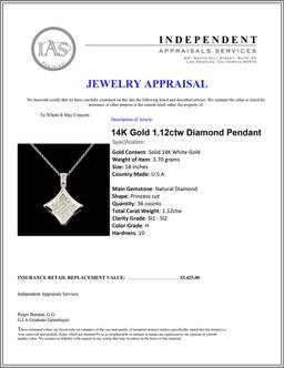 14K Gold 1.12ctw Diamond Pendant
