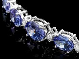 14k Gold 12.00ct Tanzanite & 0.70ct Diamond Brace