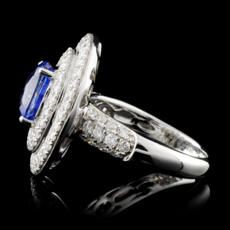 18K White Gold 2.51ct Sapphire & 1.30ct Diamond Ri