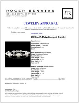 18K Gold 5.29ctw Diamond Bracelet