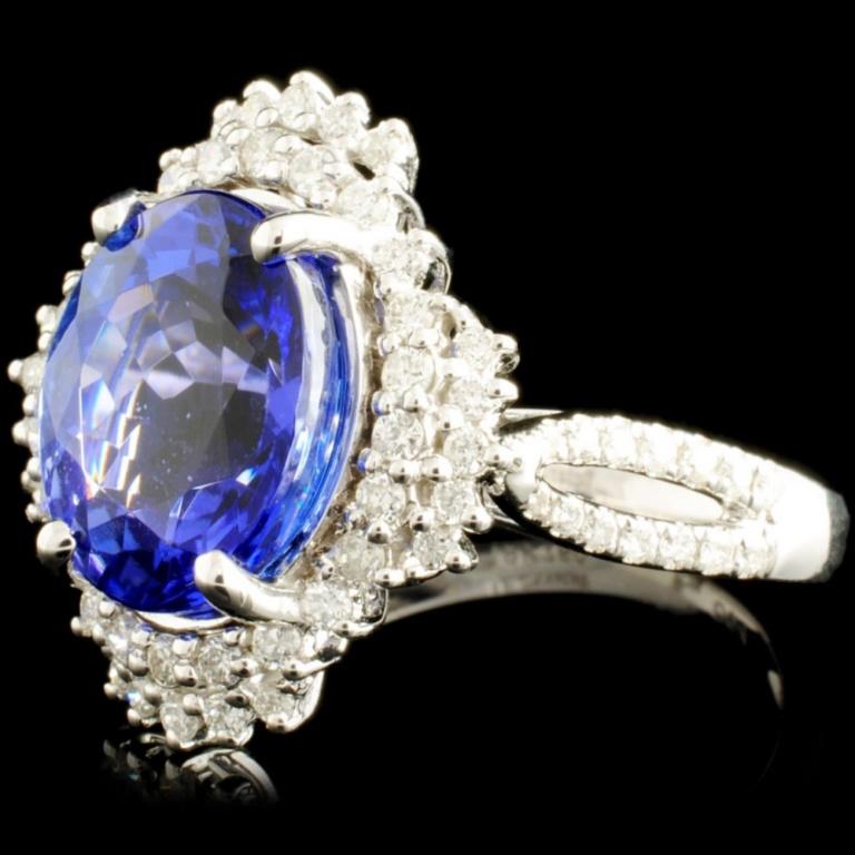 18K Gold 5.03ct Tanzanite & 0.52ctw Diamond Ring