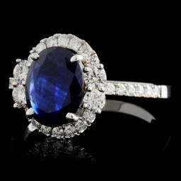 18K W Gold 1.67ct Sapphire & 0.53ct Diamond Ring