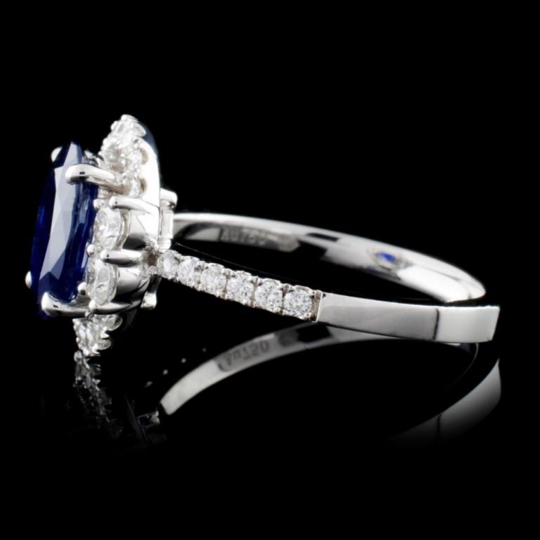 18K W Gold 1.67ct Sapphire & 0.53ct Diamond Ring