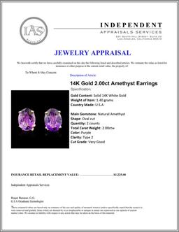14K Gold 2.00ct Amethyst Earrings