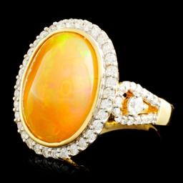 18K Gold 7.87ct Opal & 1.02ctw Diamond Ring