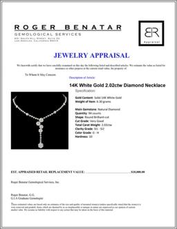 14K White Gold 2.02ctw Diamond Necklace