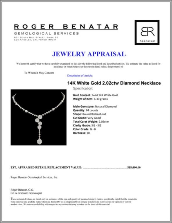 14K White Gold 2.02ctw Diamond Necklace