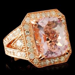 14K Gold 11.03ct Kunzite & 2.10ctw Diamond Ring