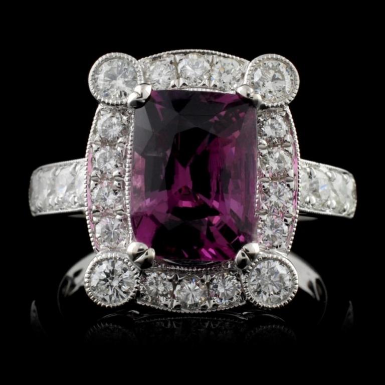 18K White Gold 3.09ct Spinel & 1.00ct Diamond Ring