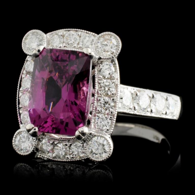 18K White Gold 3.09ct Spinel & 1.00ct Diamond Ring