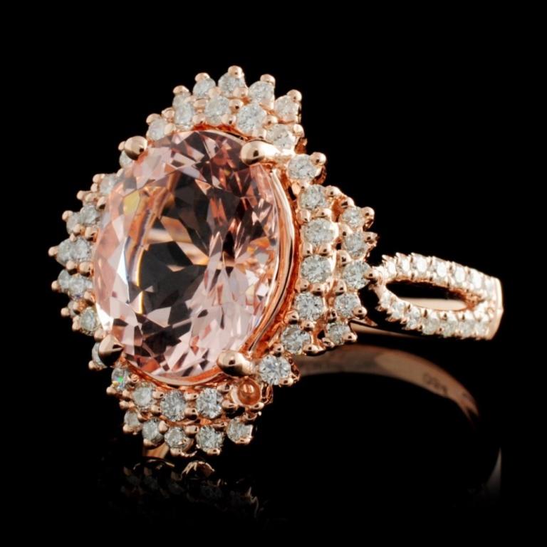 18K Gold 3.80ct Morganite & 0.54ct Diamond Ring