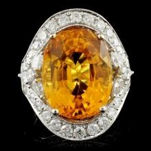 18K Gold 13.10ct Sapphire & 1.75ctw Diamond Ring